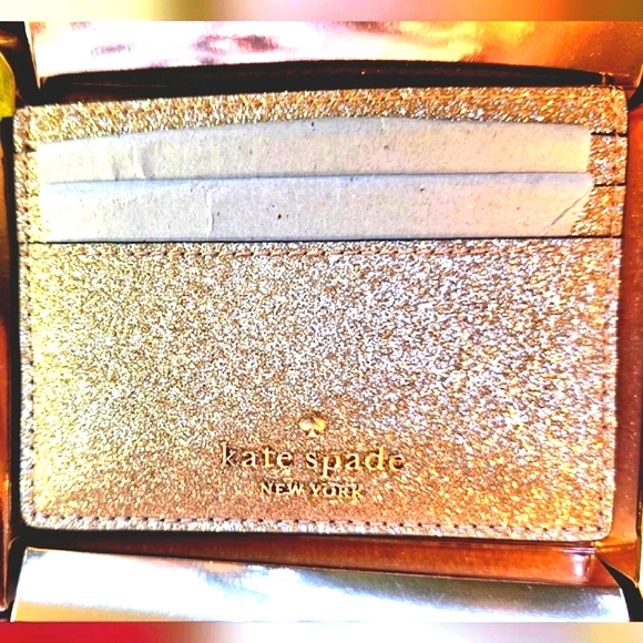 Kate Spade Gold Glitter Slim Cardholder with Box - Picture 8 of 8